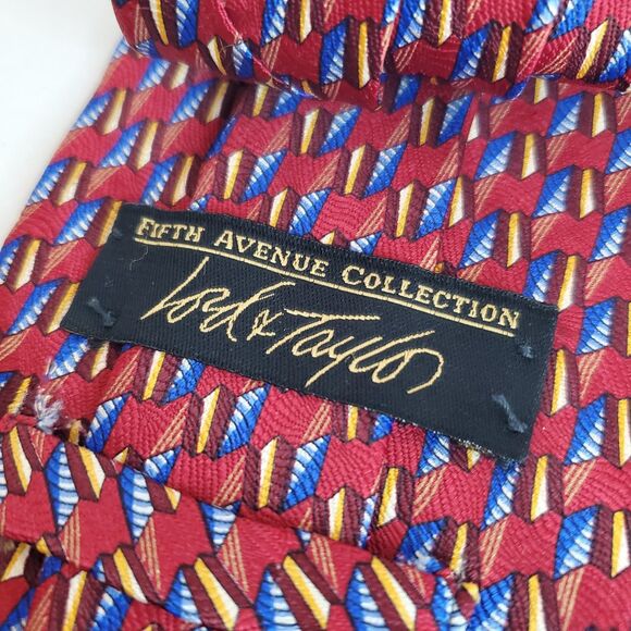 Vintage EUC Lord & Taylor Silk Abstract Tie Hand Made In USA Men’s Necktie - Picture 3 of 4